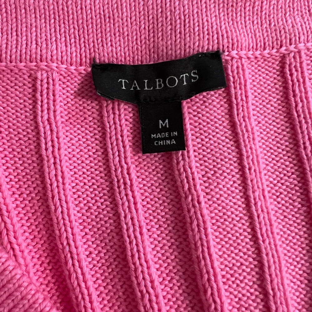 Talbots Hot Pink Ribbed V-Neck Button Cardigan - Picture 5 of 8